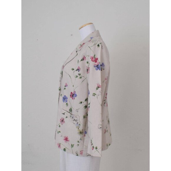 Vintage 90s Floral Lightweight Blazer by Alfred Dunner Petite | size‎ 12 - Picture 2 of 10